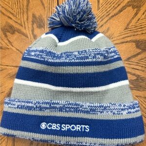 New Era CBS Sports Blue and Gray Pom-Pom Beanie